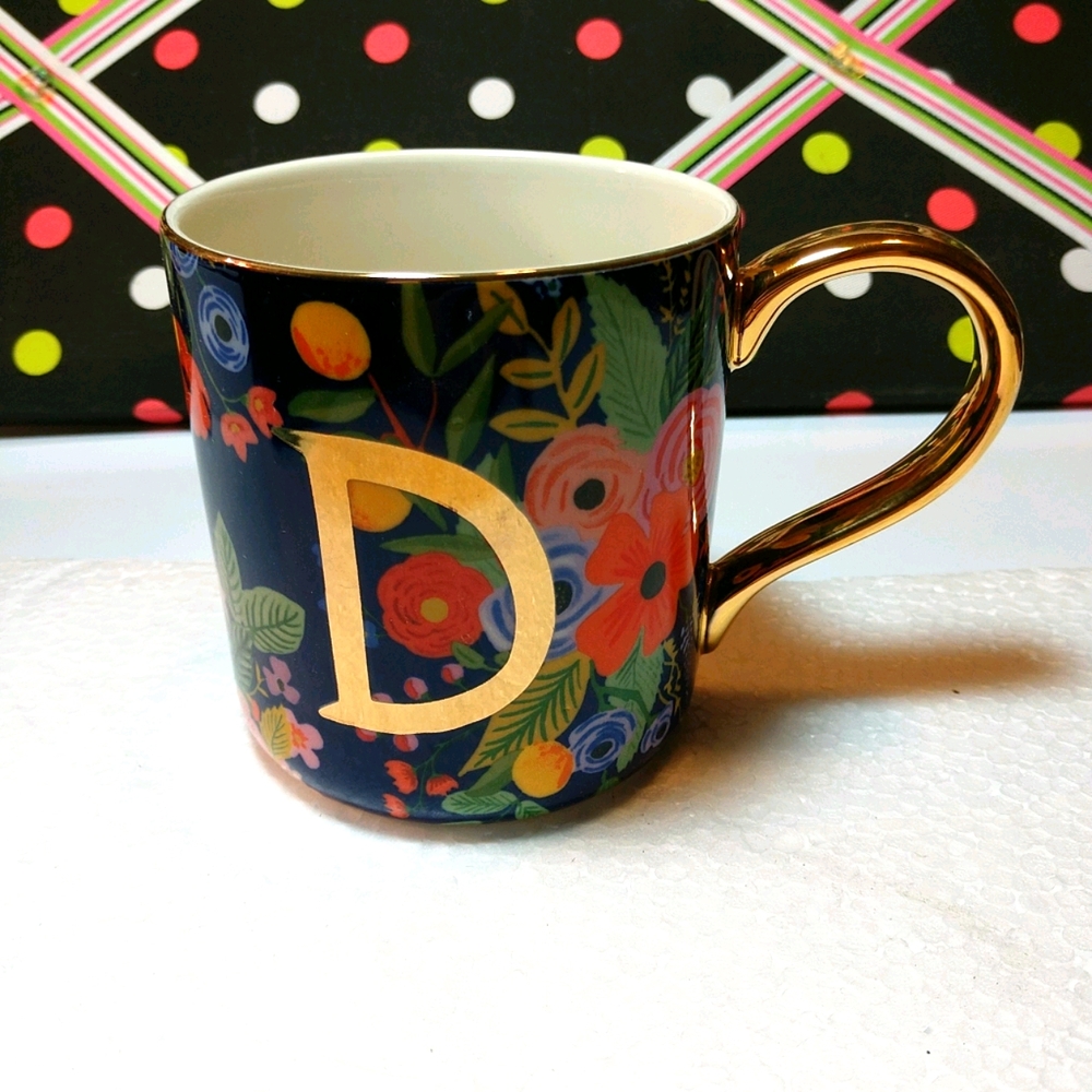 SOLD!! - 🆕 Anthropologie Floral Monogram D Cup/Mug - Picture 9 of 10